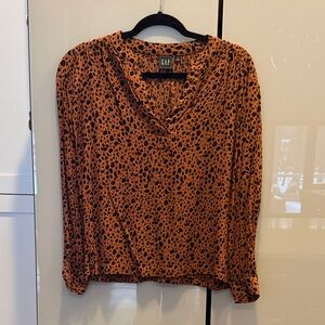 GAP Women's Bold Orange Animal Print Blouse